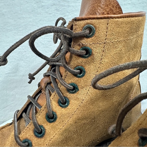Frye Wallace brown suede lace up boot leather distressed - Picture 7 of 15